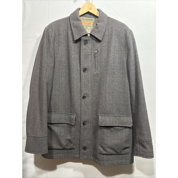 ENZO Tovare Italy Wool Zip/button Front Car Coat Brown Check Lined - Picture 1 of 13